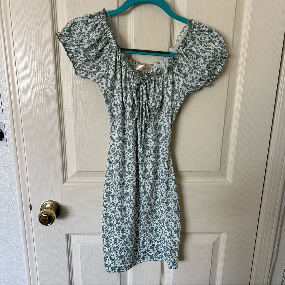 Green and White Floral Mini Dress
